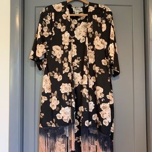 Dressy Black floral coverlet or kimono!